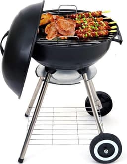 Houtskoolbarbecue - Kogelbarbecue - BBQ -45 x 83 centimeter - Ronde Barbecue - Barbecue op Wielen - Zwart - Metaal — thumbnail 1