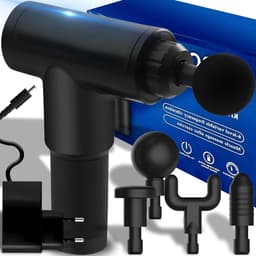 Massage Pistool 4 massagekoppen - spiermassage voor nek schouder rug lichaam - 6 snelheden 3500 omw/min 1200 mAh accu — thumbnail 1