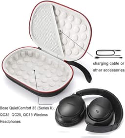 Harde koffer Geschikt voor Bose QuietComfort 35 (serie II), QC35, QC25, QC15 draadloze hoofdtelefoonaccessoires. Reistas voor opbergruimte - Zwart — thumbnail 3