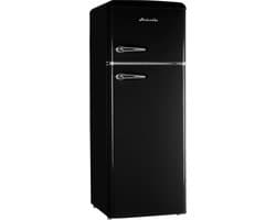 Helvetia Retro Koelvriescombinatie HRDPER206EN1 - Zwart - 144 cm Hoog - 4ster Vriezer - Vintage - 206 Liter