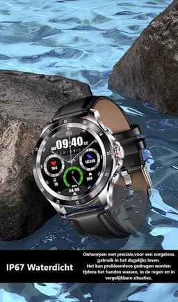 Darenci Platinum Pro Smartwatch Heren – Zilver/Blauw – RVS Band – Bluetooth Bellen & Muziek – Hartslag-, Bloeddruk- & Zuurstofmeter – IP67 Waterdicht – Luxe Activity Tracker — thumbnail 4