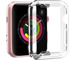 Screenprotector + Hoesje geschikt voor Apple Watch SE 44 mm - Siliconen TPU Case Transparant - Volledige 360 Graden Bescherming