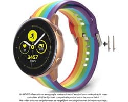 Regenboog kleurig Siliconen sporthorlogebandje voor bepaalde 20mm smartwatches van verschillende bekende merken (zie lijst met compatibele modellen in producttekst) - Maat: zie foto – 20 mm rainbow rubber smartwatch strap