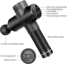 Regentech® Massage Gun - Professioneel Massage Apparaat - LCD - 20 Standen - Zwart — thumbnail 3