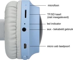 Kinder hoofdtelefoon - koptelefoon Bluetooth met led kattenoortjes licht blauw — thumbnail 4