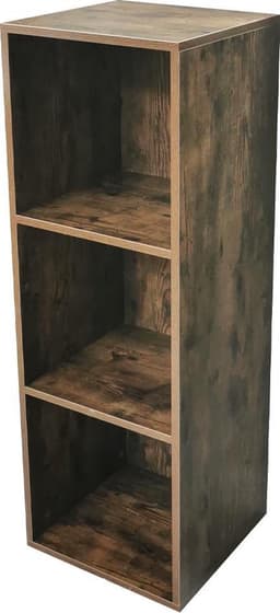 VDD Vinyl - Platenspeler Meubel - Lp kast - Vinyl kast - Platenspeler kast - Lp meubel - Platen kast - Vinyl opberg systeem - Lp platen opbergkast - Opbergen lp vinyl platen - Vinyl opbergkas - Vinyl houder - 3 open vakken - 33 x 34 x 100 cm - Bruin — thumbnail 4