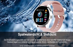 Belesy® BQSiZiPk - Limited edition - Smartwatch Dames - Smartwatch Heren - Horloge - Stappenteller - 1.3 inch - Kleurenscherm - 10x Sporten - INDOOR en OUTDOOR - Zilver - Siliconen - Roze - Moederdag — thumbnail 2