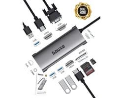Premium Smart USB-C Hub - 11 in 1 USB-C Docking station - Alles-in-één Dockingstation - Douxe