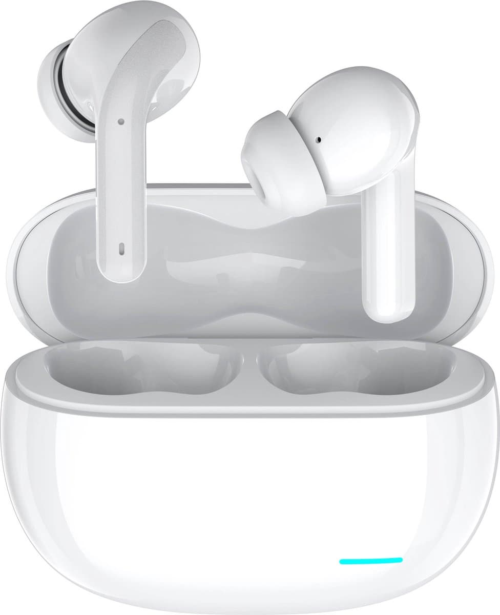 Nubex® Draadloze Oordopjes met Oplaadcase - Bluetooth 5.3 - Oordopjes Draadloos - Sport Earbuds - ENC - Oortjes draadloos - Wit — afbeelding 1