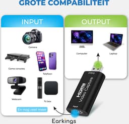 Earkings® Capture Card HDMI naar USB geschikt voor PlayStation, Xbox, Nintendo, Windows, MAC — thumbnail 5
