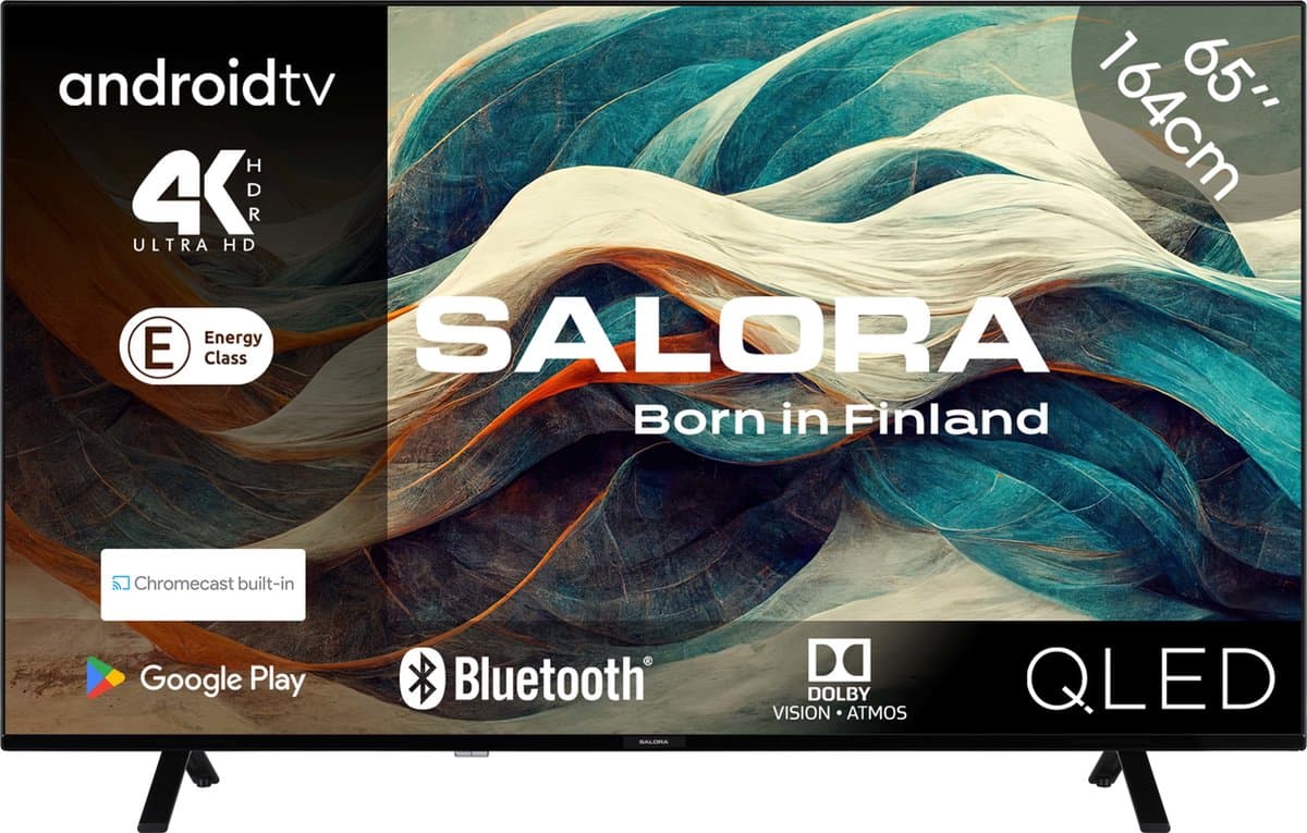 Salora 65QLED320 tv 165,1 cm (65") 4K Ultra HD Smart TV Wifi Zwart 250 cd/m² — afbeelding 1