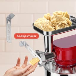 KitchenBrothers Keukenmachine - Keukenrobot - 6-in-1 Keukenmixer - Met Gehaktmolen, Blender en 15 Accessoires - 6,2L RVS Kom - Rood — thumbnail 3