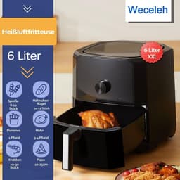Airfyer - 6 LITER - Led display - 9-in-1 Kookmodi - Temperatuurregeling en Timer - Olievrije Gezonde Kookervaring - Gemakkelijke Reiniging - Zwart - 1700W — thumbnail 4