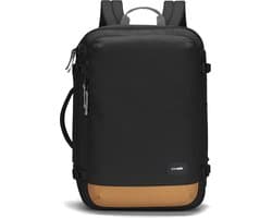 Pacsafe GO Carry-on Backpack - 34 L - Rugzak - RFID-blokkerend - Anti-diefstal - Geschikt als Handbagage - Waterafstotend - Op 2 Manieren te Gebruiken - Turn & Lock Security Hooks - Koffer - Gerecycled Polyester - Jet Black