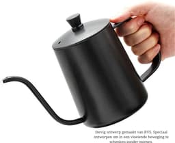 House of Husk Slow Coffee Ketel - Zwart - Pour Over Kettle - Gooseneck kettle - Heet Water Ketel - Coffeemaker - RVS - Cafetière - Pour Over - Koffie - 600 ml — thumbnail 3