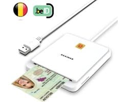Kaaiman® eID Kaartlezer – eID Kaartlezer België – Wit – Lecteur de carte eID – eID Kaartlezer – EID Kaartlezer identiteitskaart – Identiteitskaartlezer – ID Reader – Windows/Mac - Plug&Play - Universeel
