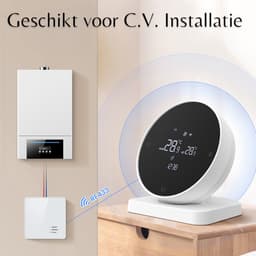 Thermostaat | Wifi | Touchscreen bediening | Opbouwmontage | CV installatie | Tuya Smart Life | Spraakbesturing | Zwart/Wit — thumbnail 4
