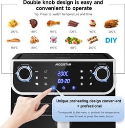 Aigostar 30I0T Joy - Airfryer XXL - Heteluchtfriteuse - 12 Automatische Programma's - 8L - Zwart — thumbnail 4