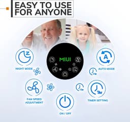 MIUI® - luchtreiniger met luchtbevochtiger - met HEPA filter - tegen pollen, allergieën, stof en huisdierenharen - 2 in 1 luchtzuivering en bevochtiging - ultra-stille modus van 25dB - tot 60 m2 — thumbnail 2