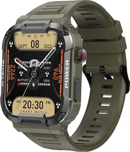 Kiraal Wave - Mannelijke Elegantie - Robuust Smartwatch Ontwerp - Android & iOS - Stijlvol Leger Groen Design — thumbnail 1