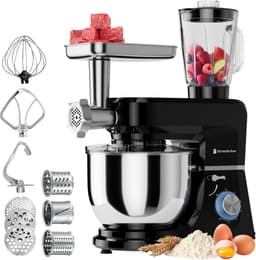 KitchenBrothers Keukenmachine - Keukenrobot - 6-in-1 Keukenmixer - Met Gehaktmolen, Blender en 15 Accessoires - 6,2L RVS Kom - Zwart — thumbnail 1