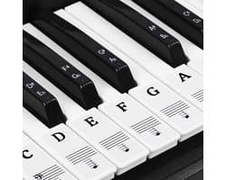 Piano Stickers - Keyboard Stickers - Eenvoudig Muzieknoten Leren - 49/54/61/88 Toetsen - Zwart