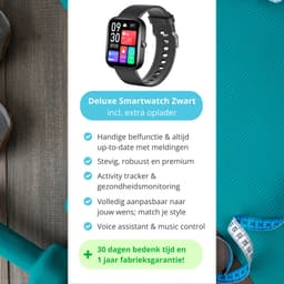 Nexvex® Deluxe Smartwatch voor Dames en Heren - Sporthorloge met Hartslagmeter - Bloeddrukmeter - Stappenteller - Sport Horloge met Belfunctie - Smart Watch Saturatiemeter - Zaklamp - Bluetooth Activity Tracker - Android/iOS - 2.0 Inch - Zwart — thumbnail 4