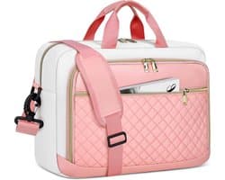 Laptop-tas 17,3 inch - Aktetas Dames - Computertas - Laptoptas voor Vrouwen - Business Notebook Tas - Waterdichte Laptop Schoudertas - Schoudertas voor Zaken - Roze