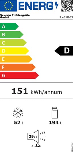 Severin RKG 8983 - Retro Koelvries combinatie - Rood - Energieklasse D — thumbnail 2