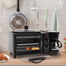 Het 3-in-1 Ontbijtstation - Koffiezetten - Brood Roosteren - Eieren Bakken - Oven - Camping kookstel - Studenten woning - Keukenmachine — thumbnail 5