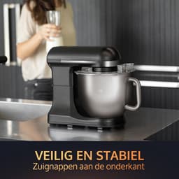 JAP Appliances Mastermix - Keukenmachine (1000W) - Keukenrobot met 6 snelheden en pulse-functie - Keukenmixer met (5.7) liter mengkom - Inclusief pannenlikker - Aluminium behuizing - Mat zwart — thumbnail 2