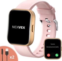 Nexvex® Elite Smartwatch voor Dames - Sporthorloge met Hartslagmeter - Bloeddrukmeter - Stappenteller - Sport Horloge met Belfunctie - Smart Watch Saturatiemeter - Zaklamp - Yoga - Bluetooth Activity Tracker - Android/iOS - 2.0 Inch - Rosé — thumbnail 1
