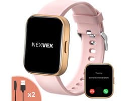 Nexvex® Elite Smartwatch voor Dames - Sporthorloge met Hartslagmeter - Bloeddrukmeter - Stappenteller - Sport Horloge met Belfunctie - Smart Watch Saturatiemeter - Zaklamp - Yoga - Bluetooth Activity Tracker - Android/iOS - 2.0 Inch - Rosé