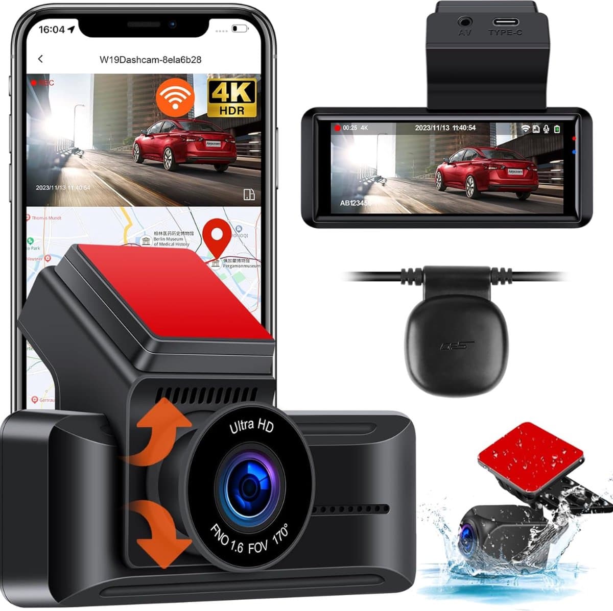 Dashcam Voor Auto Voor En Achter - Dashcam Voor En Achte - Dashcam Auto — afbeelding 1