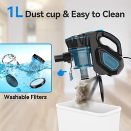 Luxe Steelstofzuiger 3-in-1 - 18000 Pa- Kruimeldief - Steelstofzuiger - 1,2 Liter Stofbak - 23 KPA/600WATT - 6M snoer - HEPA Filter - LUX Design - voor Tapijten en Harde Vloeren - Blauw — thumbnail 3