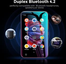MP3 Speler - WiFi-mp3-speler met Bluetooth - 4.0-inch mp3-mp4-speler met volledig touchscreen met WiFi-overdracht - Draagbare HiFi Sound Walkman digitale muziekspeler met FM-radio, recorder, browser (zwart) — thumbnail 3
