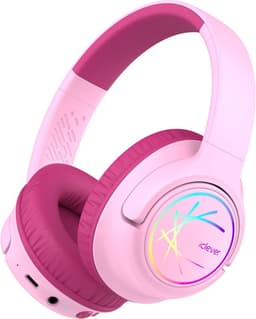 iClever - BTH18 - draadloze kinderkoptelefoon - volumebegrenzing - led lights - microfoon, opvouwbaar (roze) — thumbnail 1