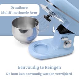 Roterende Deegmachine – Multifunctionele Deegmixer – Kneedmachine – Inclusief Spatdeksel & Navulopening – 1100W – RVS – Blauw — thumbnail 3