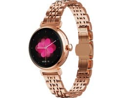 Kiraal Glimmer - Stijlvolle Smartwatch - Dames Smartwatch - Full-touch Scherm- Android & iOS - Goud