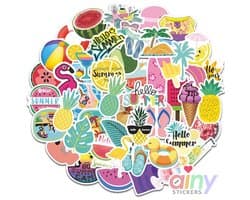 Ainy Summer Vibes Stickers 50 stuks voor bullet journal, fotoalbum, laptop, telefoon, waterfles en zelfs als muursticker of geschenksticker. Geschikt voor kinderen en volwassenen