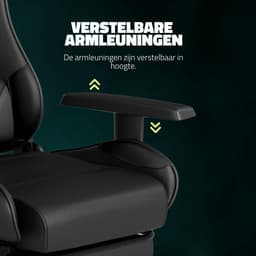 GAME HERO® Winner X1 - Gaming Stoel - Gamestoel - Gaming Chair - Verstelbare Armleuningen - Gamestoel Met Voetsteun - Zwart — thumbnail 5