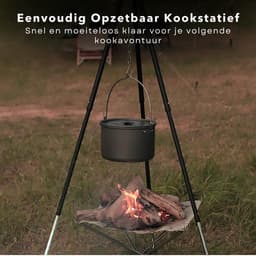 Driepoot Standaard - Stabiel Buiten Koken - 150cm - In Hoogte Verstelbaar - Camping - BBQ Statief - Tripod - Extra Sterk - Grondstekers - Metaal - Kookstatief — thumbnail 3