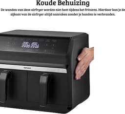 Luxe Dubbele Airfryer – Duo Heteluchtfriteuse – 2 Onafhankelijke Kookzones – 8 Automatische Menu’s – 2x 4 Liter – Modern Display – 1700W – Zwart — thumbnail 4