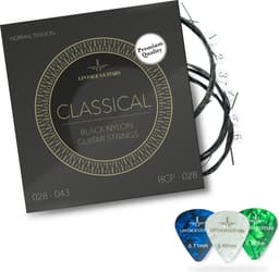 Premium Black klassieke akoestische gitaar snaren - Normal Tension - Inclusief 3 celluloid Plectra - BCP-028 — thumbnail 1