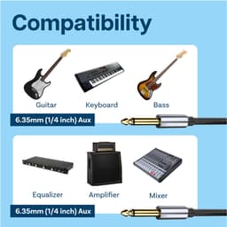 MMOBIEL Instrumentenkabel 6.35mm - Gitaarkabel - Audio Aux Jack Stereo Auxiliary Elektrische Gitaar Snoer voor Elektrische Gitaar, Toetsenbord, Mixer, Versterker, Luidspreker, Equalizer - 1,2m — thumbnail 3