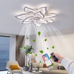 10 Lotus Ventilator Lamp - Plafondventilator - Smart Lamp - Met Dimmer - 3 Standen Ventilator - Keuken Lamp - Woonkamerlamp - Moderne lamp — thumbnail 1