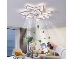 10 Lotus Ventilator Lamp - Plafondventilator - Smart Lamp - Met Dimmer - 3 Standen Ventilator - Keuken Lamp - Woonkamerlamp - Moderne lamp — afbeelding 1