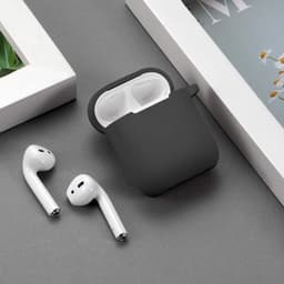 Hoesje geschikt voor Airpods 1 / Airpods 2 - Schokbestendig siliconen Case Silicone met clip - Zwart — thumbnail 4