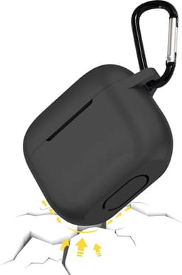Hoesje geschikt voor Airpods 3 - Schokbestendig siliconen Case Silicone met clip - Zwart — thumbnail 2