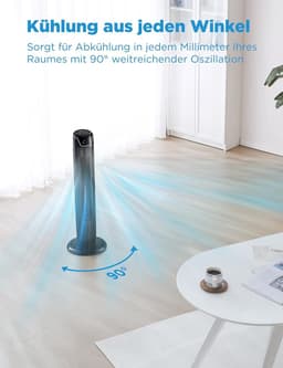 Ventilator - Ventilator Staand - Tafelventilator - Krachtige Luchtstroom - Ventilator Toren - Sterke Luchtstroom — thumbnail 3